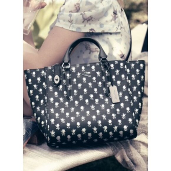 Coach Crosby Carryall Satchel in Floral Crossgrain Leather Crossbody Purse Bag - Picture 7 of 16